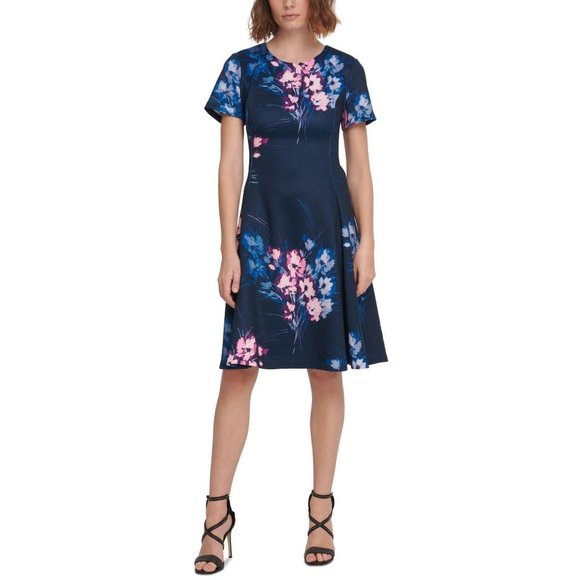 green emerald velvet dress Floral Fit & Flare Midi Dress | Fit and Flare main image 0